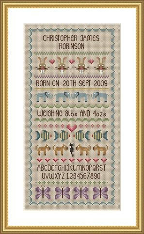 Baby Boy Birth Sampler